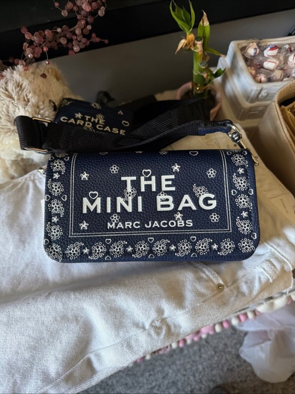 Marc Jacobs The Mini Bandana Leather Bag Blue The Card Case & Dustbags!!! NEW - Picture 11 of 12